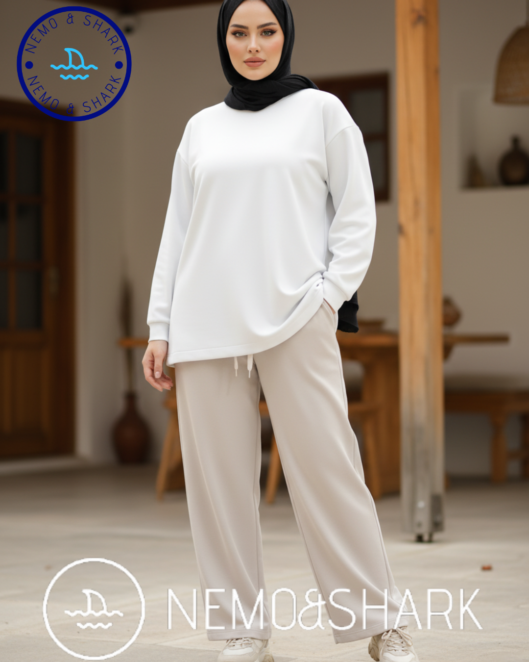 11 بنطلون ميلتون وايد ليج لون بيج - الصورة 1