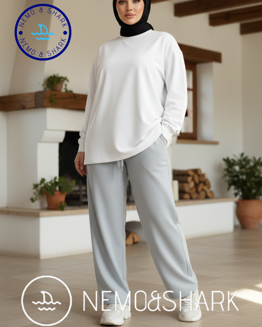 2 بنطلون ميلتون وايد ليج لون رمادي - الصورة 1