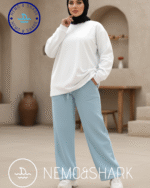 بنطلون ميلتون وايد ليج لون ازرق لبني